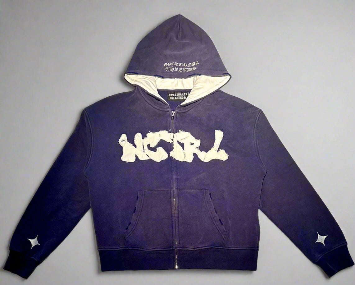 Blue - "NCTRL" Cropped Zip-Up