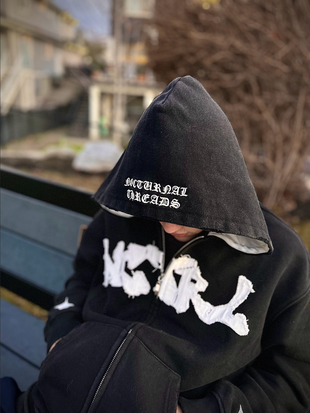 Black - "NCTRL" Cropped Zip-Up