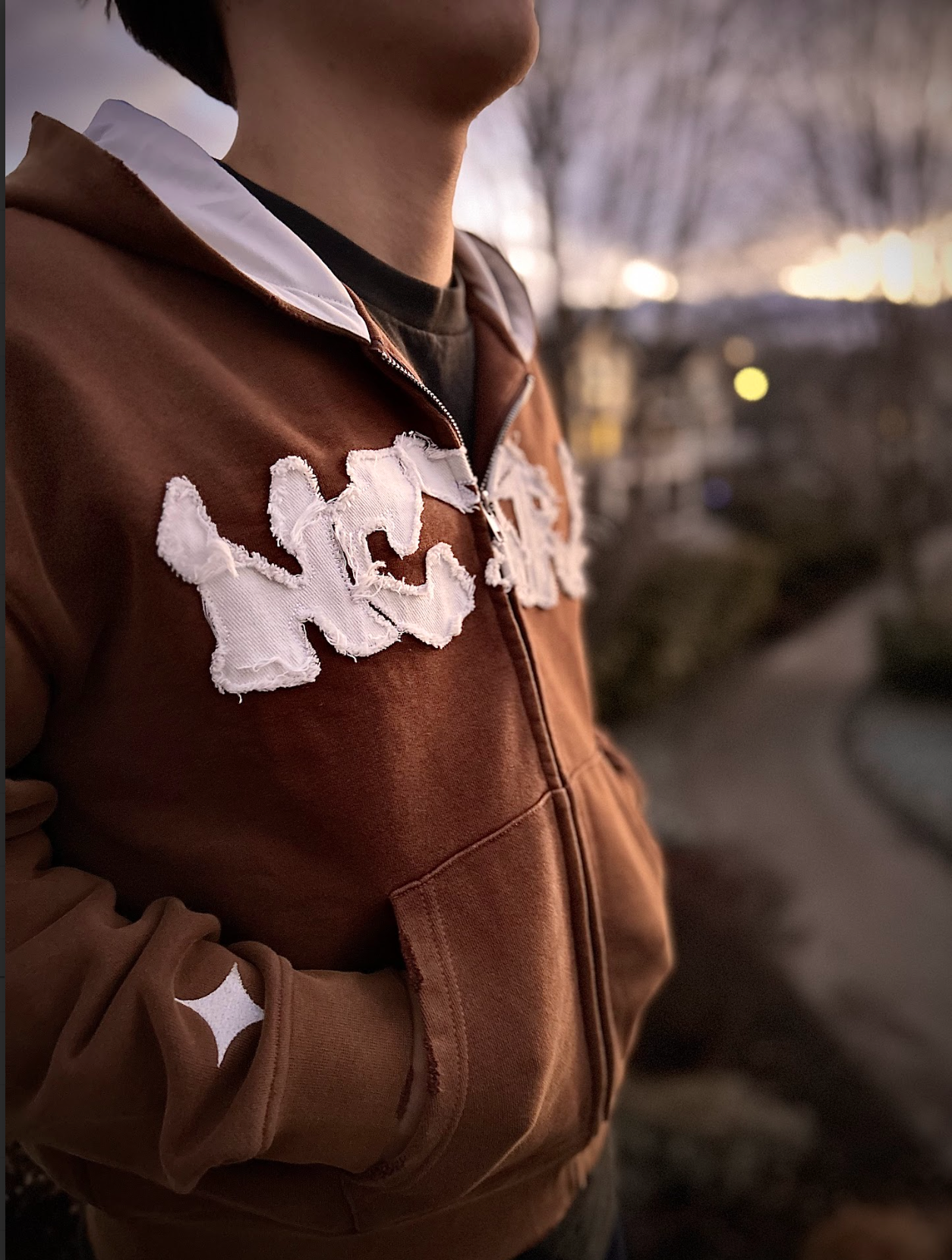 Brown - "NCTRL" Cropped Zip-Up